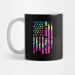 We Fight Together Autism Awareness USA Flag Tie Dye Mug